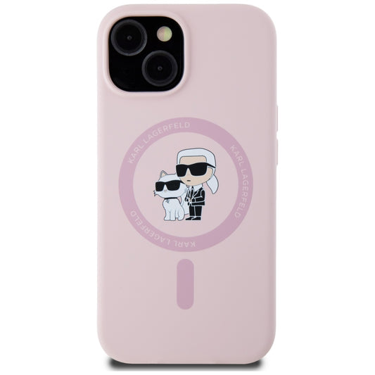 MagSafe-deksel for Apple iPhone 15, Karl Lagerfeld, Silikon Karl & Choupette, Rosa