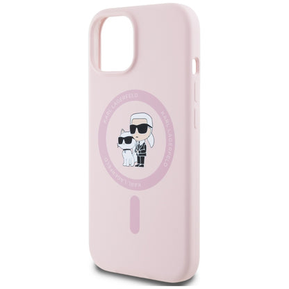 MagSafe-deksel for Apple iPhone 15, Karl Lagerfeld, Silikon Karl & Choupette, Rosa