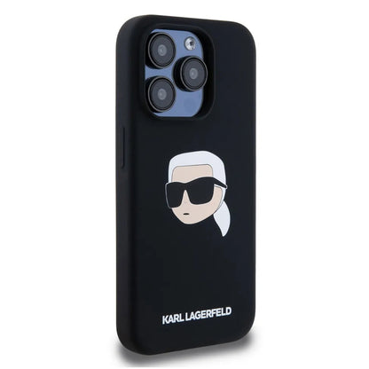 MagSafe-deksel for Apple iPhone 15, Karl Lagerfeld, Silicone Karl's Head, Svart