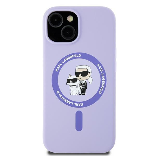 MagSafe-deksel for Apple iPhone 15, Karl Lagerfeld, Silicone Ring Karl & Choupette, Lilla