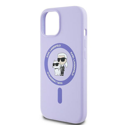 MagSafe-deksel for Apple iPhone 15, Karl Lagerfeld, Silicone Ring Karl & Choupette, Lilla