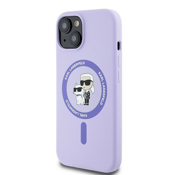MagSafe-deksel for Apple iPhone 15, Karl Lagerfeld, Silicone Ring Karl & Choupette, Lilla