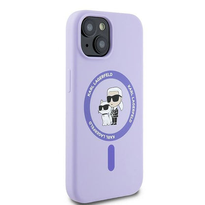 MagSafe-deksel for Apple iPhone 15, Karl Lagerfeld, Silicone Ring Karl & Choupette, Lilla