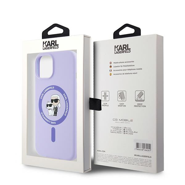 MagSafe-deksel for Apple iPhone 15, Karl Lagerfeld, Silicone Ring Karl & Choupette, Lilla