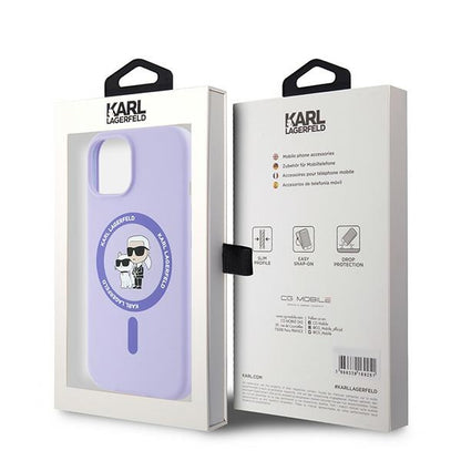 MagSafe-deksel for Apple iPhone 15, Karl Lagerfeld, Silicone Ring Karl & Choupette, Lilla