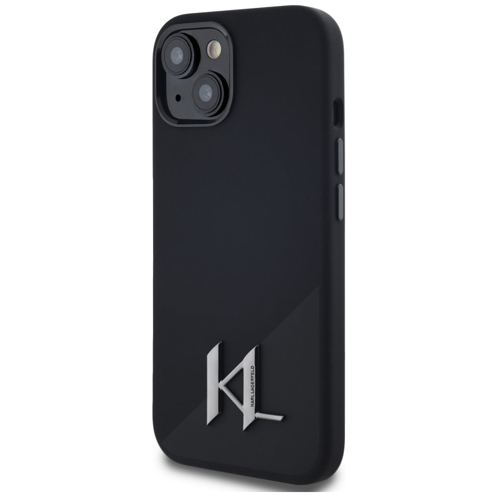 MagSafe-deksel for Apple iPhone 15, Karl Lagerfeld, Silicone Shadow Metal Initial, Svart