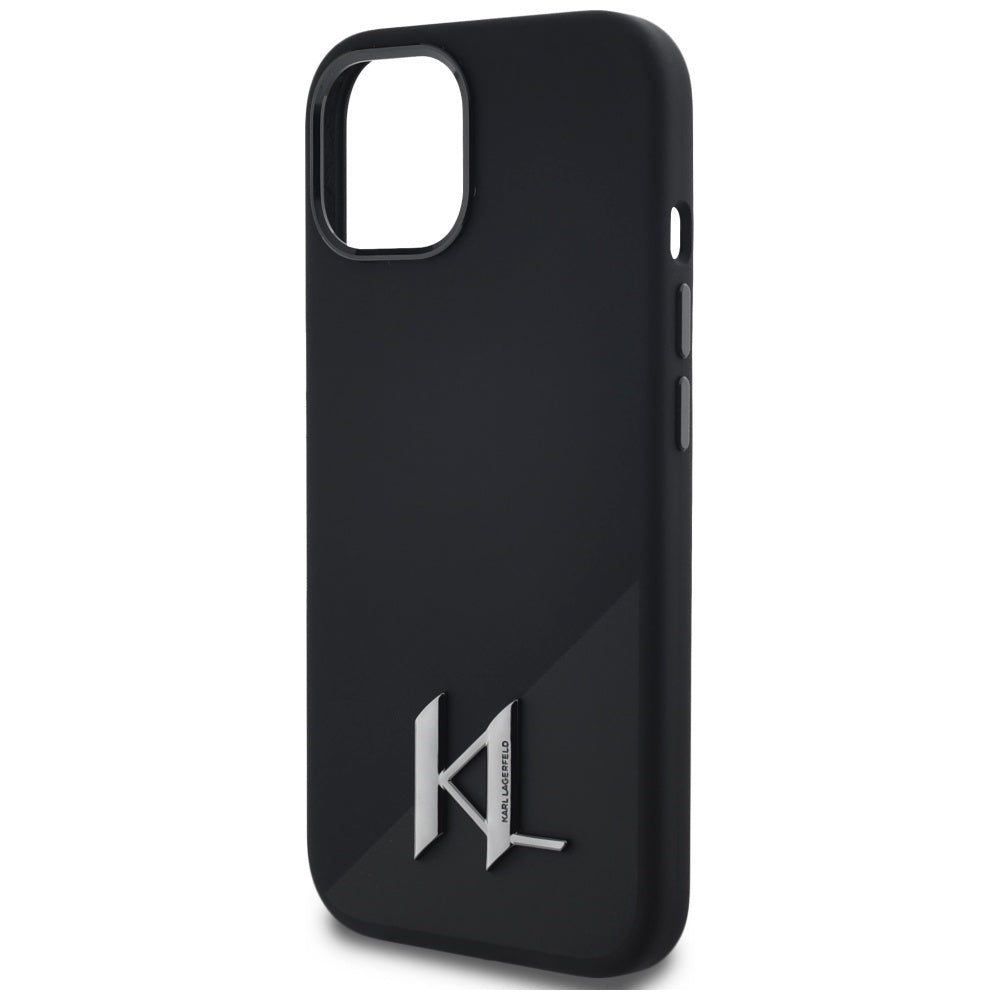 MagSafe-deksel for Apple iPhone 15, Karl Lagerfeld, Silicone Shadow Metal Initial, Svart
