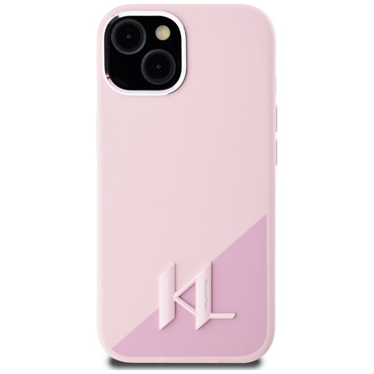 MagSafe-deksel for Apple iPhone 15, Karl Lagerfeld, Silicone Shadow Metal Initial, Rosa