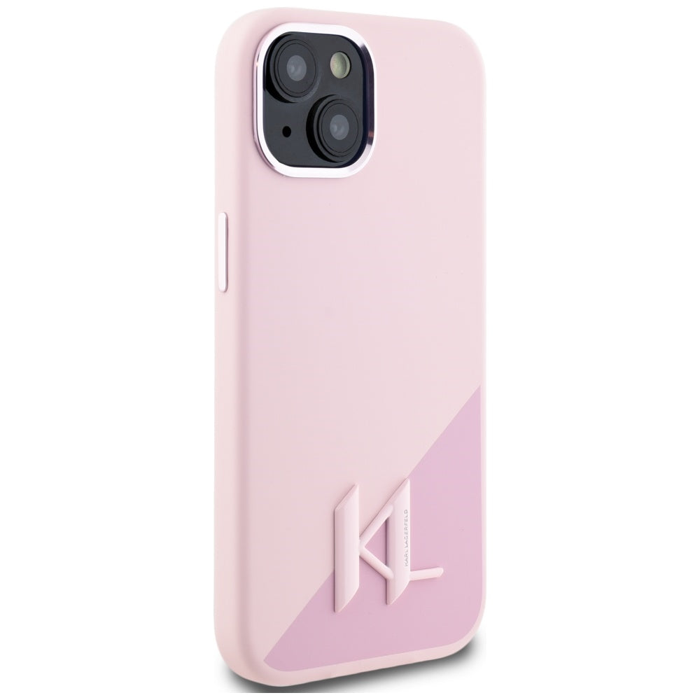 MagSafe-deksel for Apple iPhone 15, Karl Lagerfeld, Silicone Shadow Metal Initial, Rosa