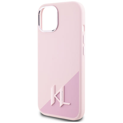 MagSafe-deksel for Apple iPhone 15, Karl Lagerfeld, Silicone Shadow Metal Initial, Rosa