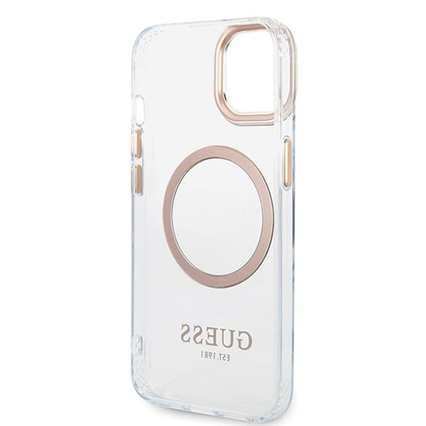 MagSafe-deksel for Apple iPhone 15 Plus, Guess, Metal Outline, Gull