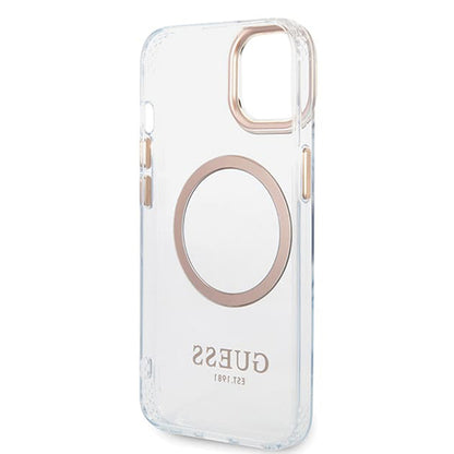 MagSafe-deksel for Apple iPhone 15 Plus, Guess, Metal Outline, Gull