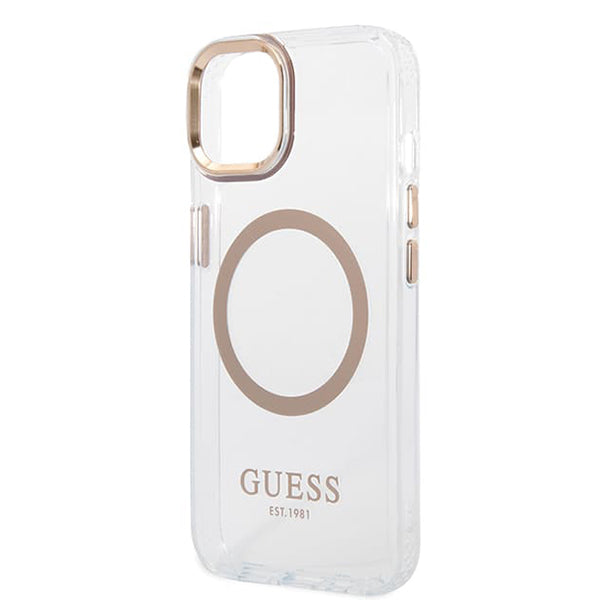 MagSafe-deksel for Apple iPhone 15 Plus, Guess, Metal Outline, Gull
