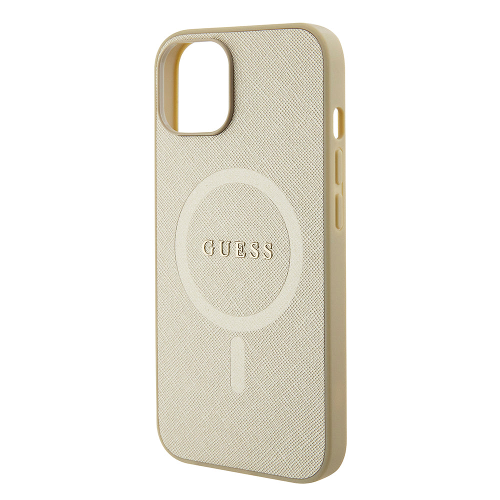 MagSafe-deksel for Apple iPhone 15 Plus, Guess, Saffiano, Gull