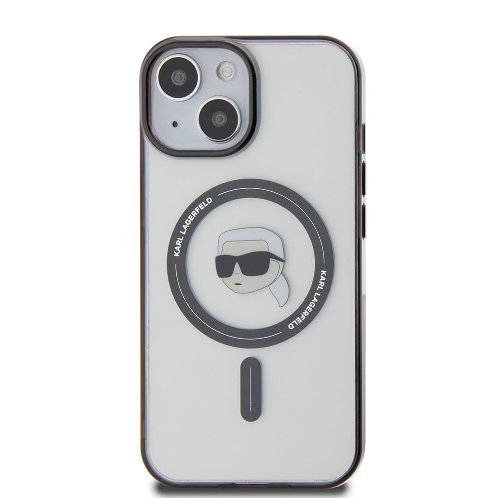 MagSafe deksel for Apple iPhone 15 Plus, Karl Lagerfeld, IML Karl's Head, Gjennomsiktig