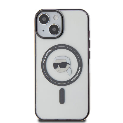 MagSafe deksel for Apple iPhone 15 Plus, Karl Lagerfeld, IML Karl's Head, Gjennomsiktig