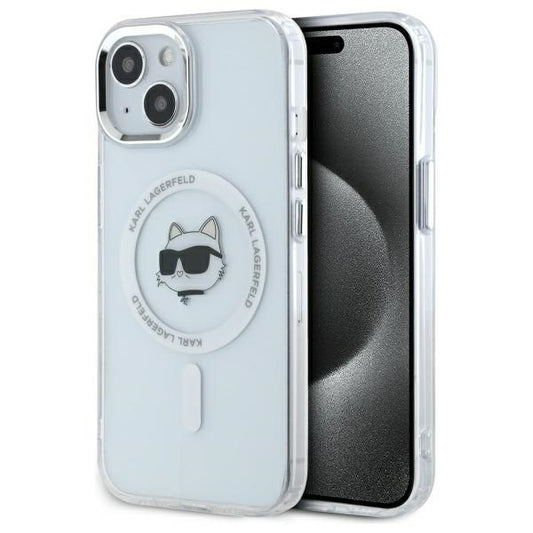 MagSafe-deksel for Apple iPhone 15 Plus, Karl Lagerfeld, IML Metal Choupette's Head, Hvit