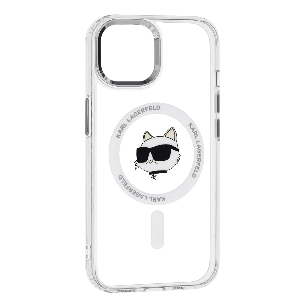 MagSafe-deksel for Apple iPhone 15 Plus, Karl Lagerfeld, IML Metal Choupette's Head, Hvit