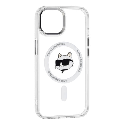 MagSafe-deksel for Apple iPhone 15 Plus, Karl Lagerfeld, IML Metal Choupette's Head, Hvit