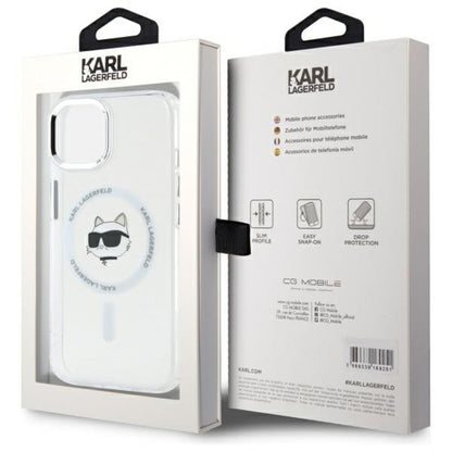 MagSafe-deksel for Apple iPhone 15 Plus, Karl Lagerfeld, IML Metal Choupette's Head, Hvit