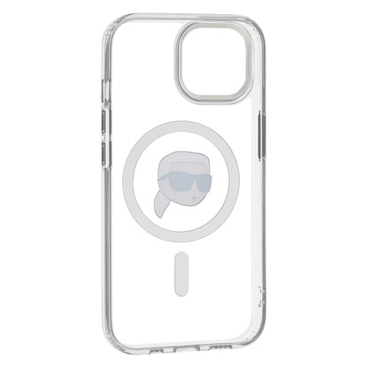 MagSafe deksel for Apple iPhone 15 Plus, Karl Lagerfeld, IML Metal Karl's Head, Hvit