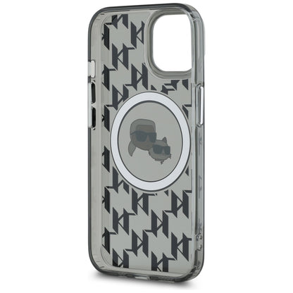 MagSafe-deksel for Apple iPhone 15 Plus, Karl Lagerfeld, IML Monogram Karl & Choupette's Heads, Svart
