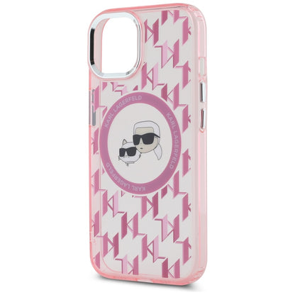MagSafe-deksel for Apple iPhone 15 Plus, Karl Lagerfeld, IML Monogram Karl & Choupette's Heads, Rosa