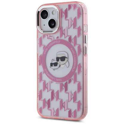 MagSafe-deksel for Apple iPhone 15 Plus, Karl Lagerfeld, IML Monogram Karl & Choupette's Heads, Rosa