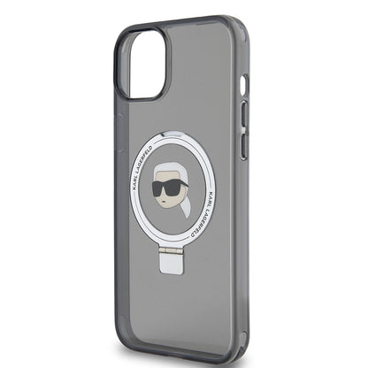 MagSafe-deksel for Apple iPhone 15 Plus, Karl Lagerfeld, Ring Stand Karl's Head, Svart