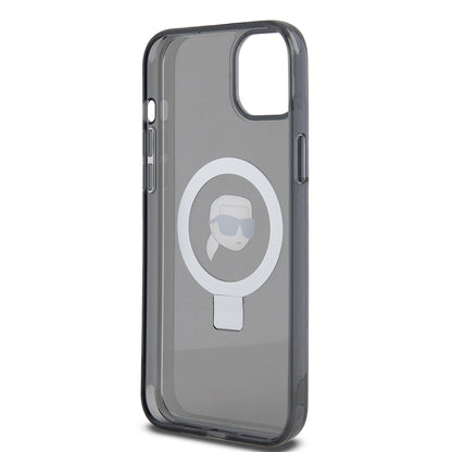 MagSafe-deksel for Apple iPhone 15 Plus, Karl Lagerfeld, Ring Stand Karl's Head, Svart