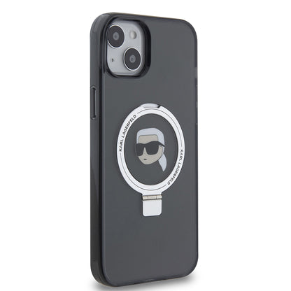 MagSafe-deksel for Apple iPhone 15 Plus, Karl Lagerfeld, Ring Stand Karl's Head, Svart