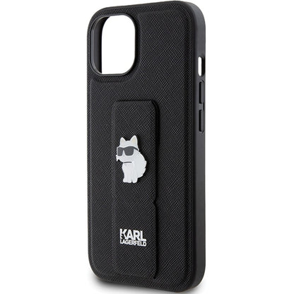 MagSafe-deksel for Apple iPhone 15 Plus, Karl Lagerfeld, Saffiano Gripstand Choupette, Svart