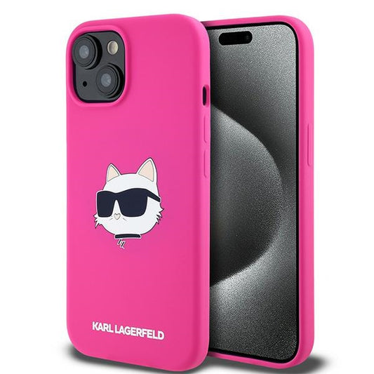 MagSafe-deksel for Apple iPhone 15 Plus, Karl Lagerfeld, Silicone Choupette's Head, Fuchsia