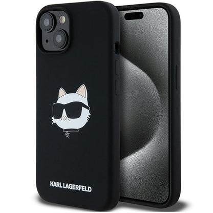 MagSafe-deksel for Apple iPhone 15 Plus, Karl Lagerfeld, Silicone Choupette's Head, Svart