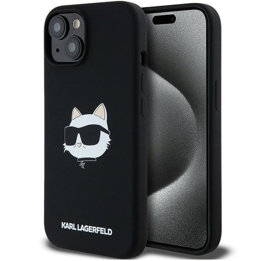 MagSafe-deksel for Apple iPhone 15 Plus, Karl Lagerfeld, Silicone Choupette's Head, Svart