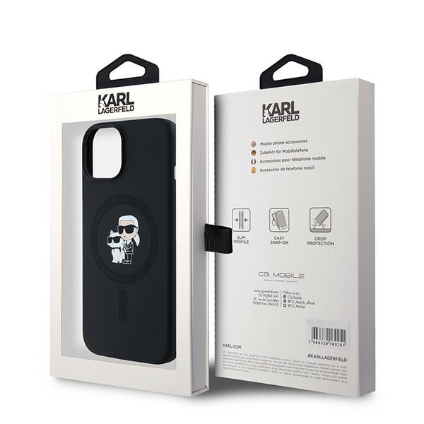 MagSafe-deksel for Apple iPhone 15 Plus, Karl Lagerfeld, Silicone Karl & Choupette, Svart