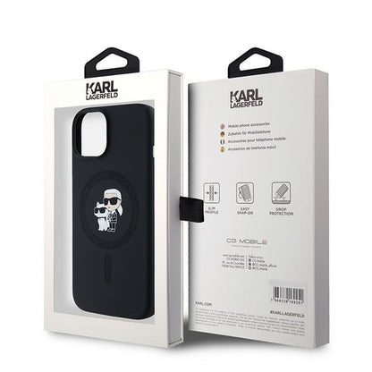 MagSafe-deksel for Apple iPhone 15 Plus, Karl Lagerfeld, Silicone Karl & Choupette, Svart