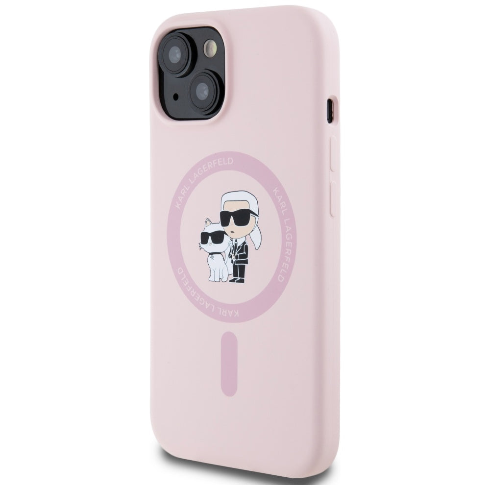MagSafe-deksel for Apple iPhone 15 Plus, Karl Lagerfeld, Silicone Karl & Choupette, Rosa