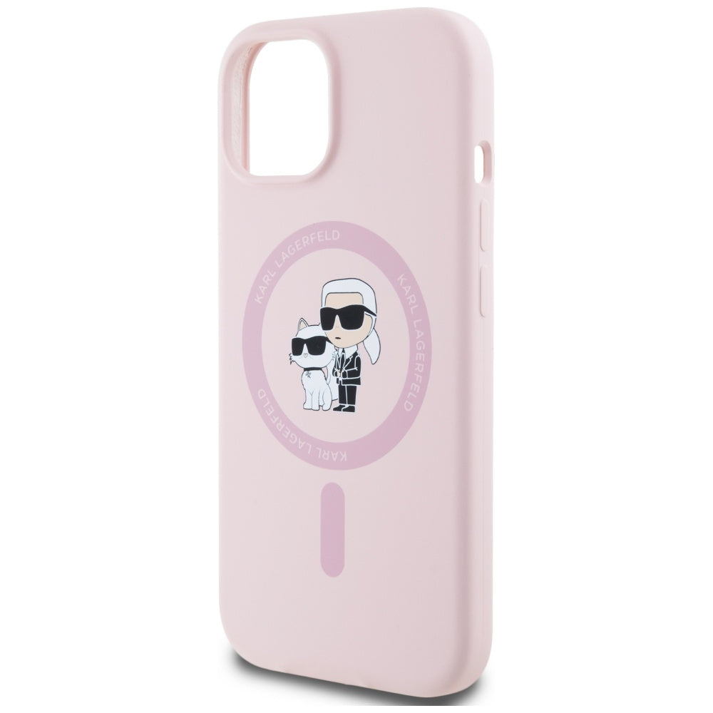 MagSafe-deksel for Apple iPhone 15 Plus, Karl Lagerfeld, Silicone Karl & Choupette, Rosa