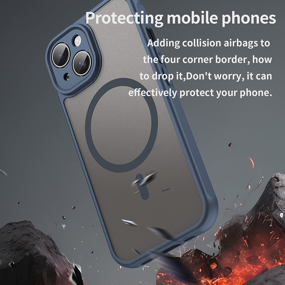 MagSafe-deksel for Apple iPhone 15 Plus, Techsuit, HaloFrost II, Marineblå