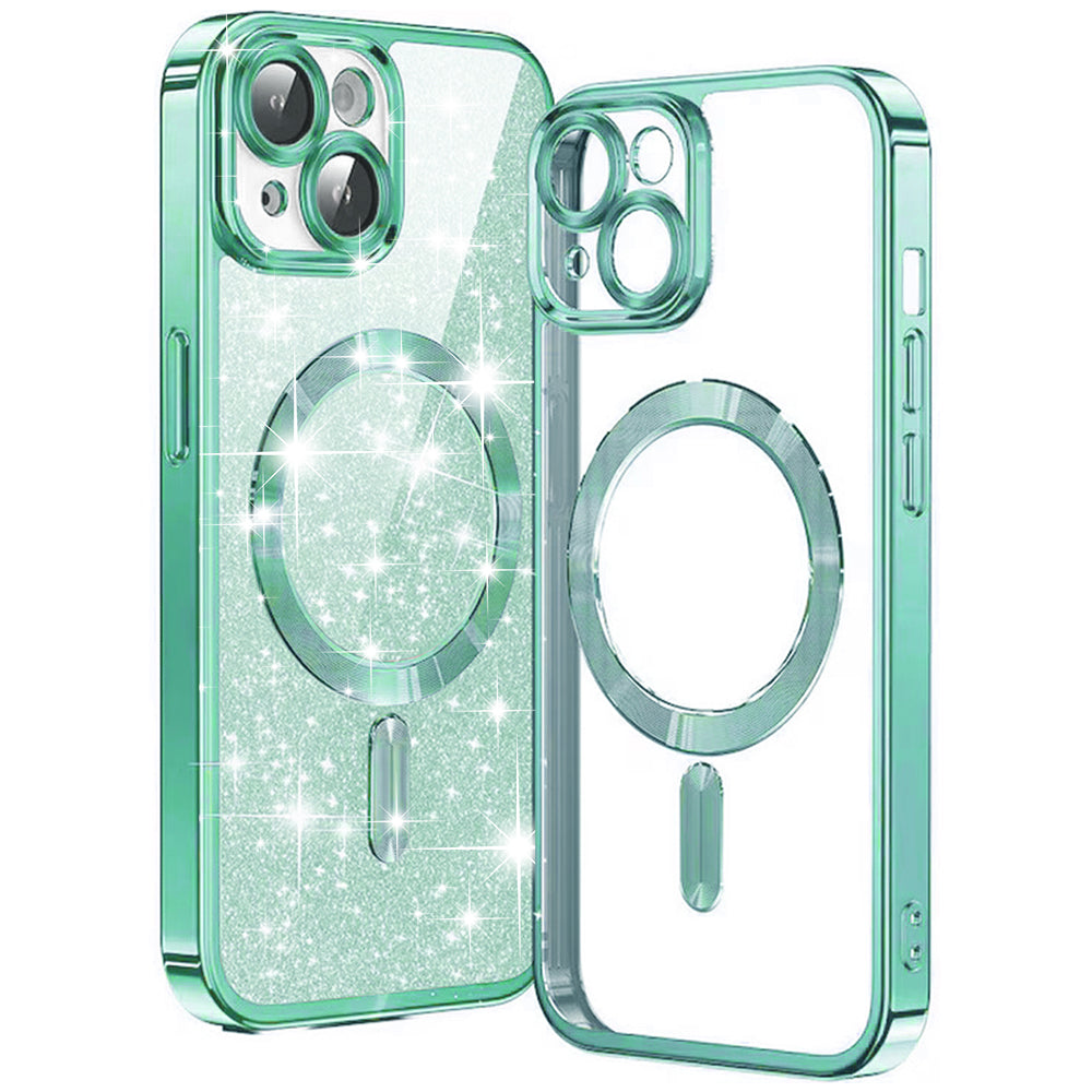 MagSafe-deksel for Apple iPhone 15 Plus, Techsuit, Luxury Glitter, Lys grønn