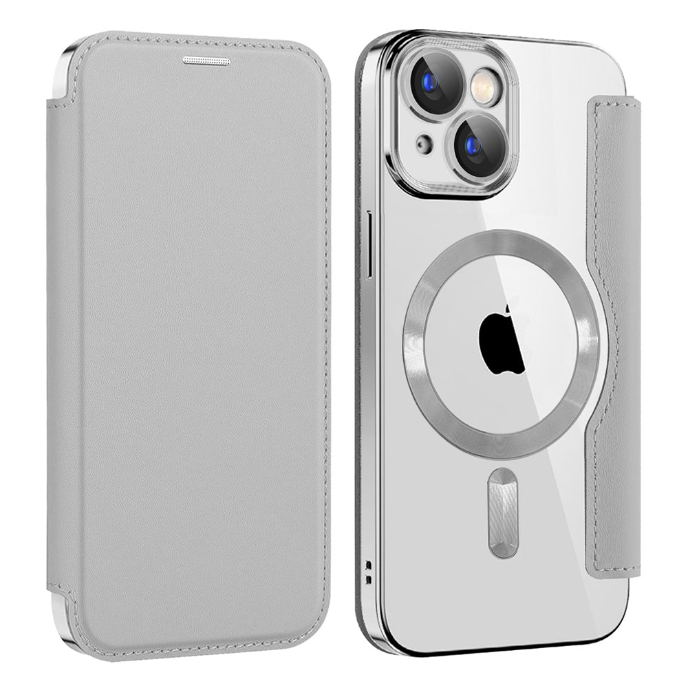 MagSafe-deksel for Apple iPhone 15 Plus, Techsuit, SmartMag Book, Grå