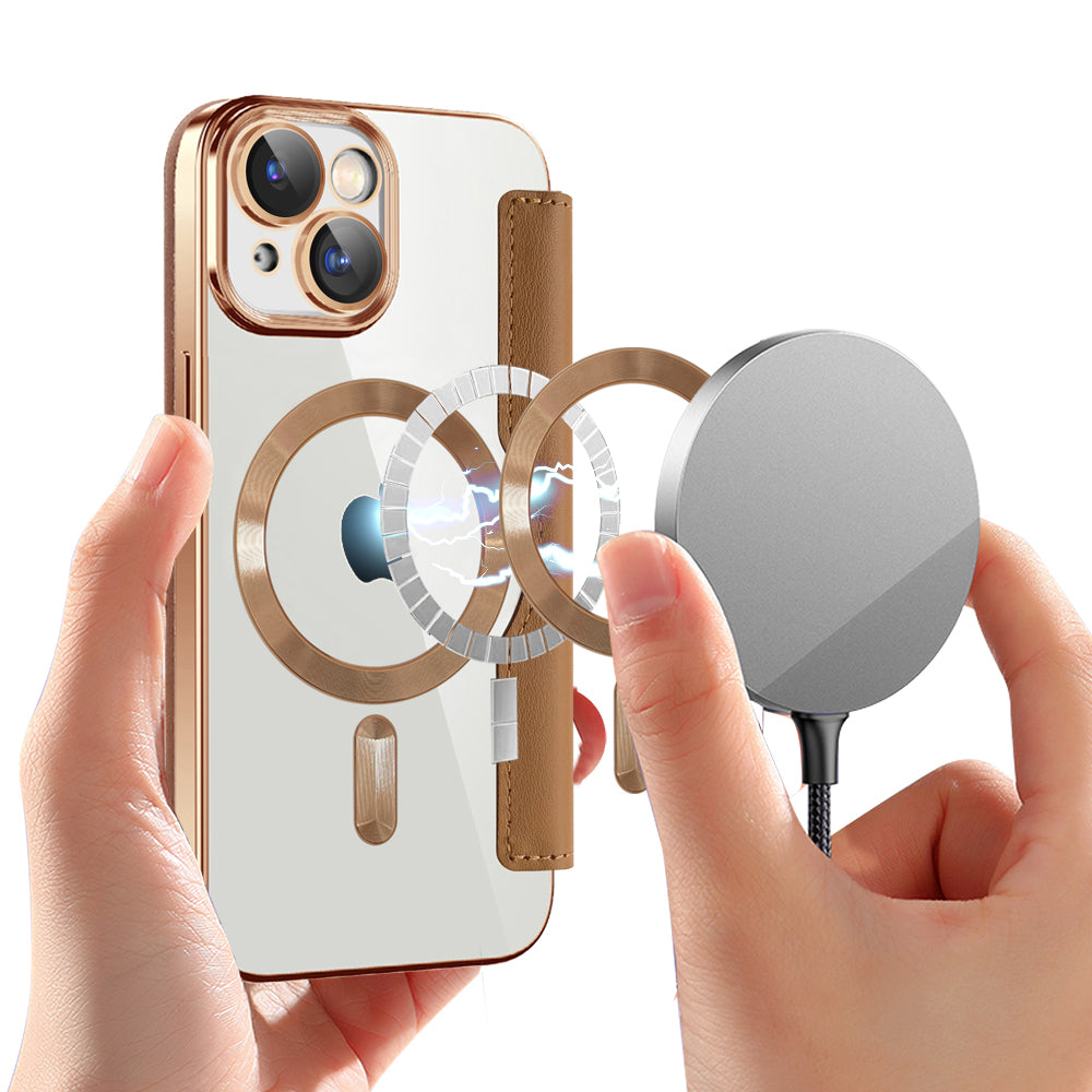 MagSafe-deksel for Apple iPhone 15 Plus, Techsuit, SmartMag Book, Brun