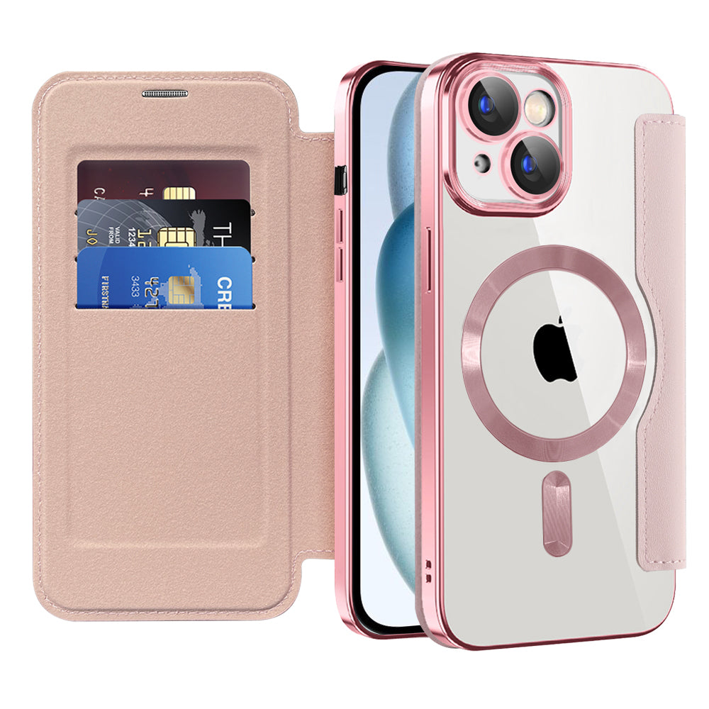 MagSafe-deksel for Apple iPhone 15 Plus, Techsuit, SmartMag Book, Rosa