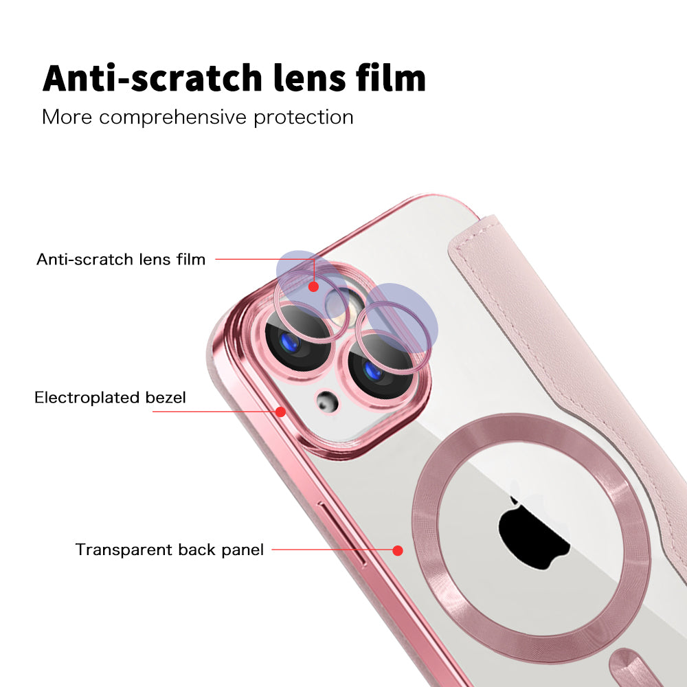 MagSafe-deksel for Apple iPhone 15 Plus, Techsuit, SmartMag Book, Rosa
