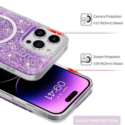 MagSafe-deksel for Apple iPhone 15 Plus, Techsuit, Glitrende Glitter, Magenta