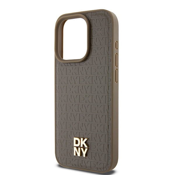 MagSafe-deksel for Apple iPhone 15 Pro, DKNY, Monogram Pattern Metal Logo, Brun