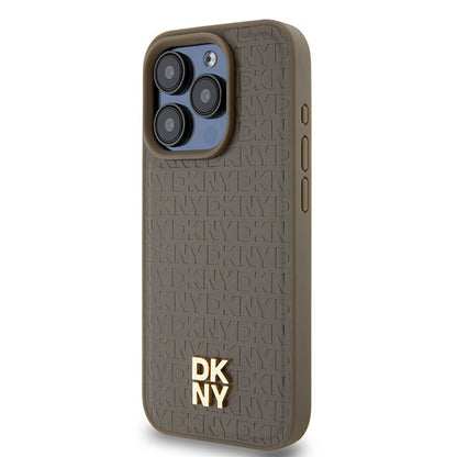 MagSafe-deksel for Apple iPhone 15 Pro, DKNY, Monogram Pattern Metal Logo, Brun