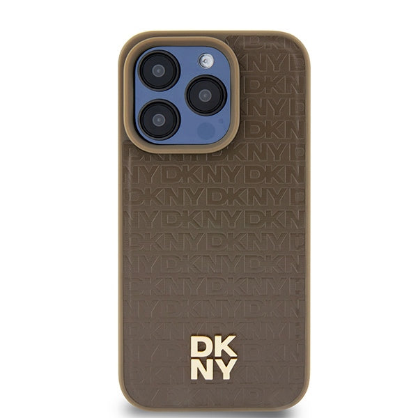 MagSafe-deksel for Apple iPhone 15 Pro, DKNY, Monogram Pattern Metal Logo, Brun