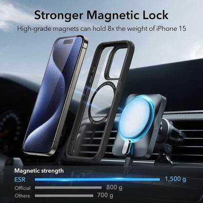 MagSafe-deksel for Apple iPhone 15 Pro, ESR, Classic Hybrid, Svart Transparent